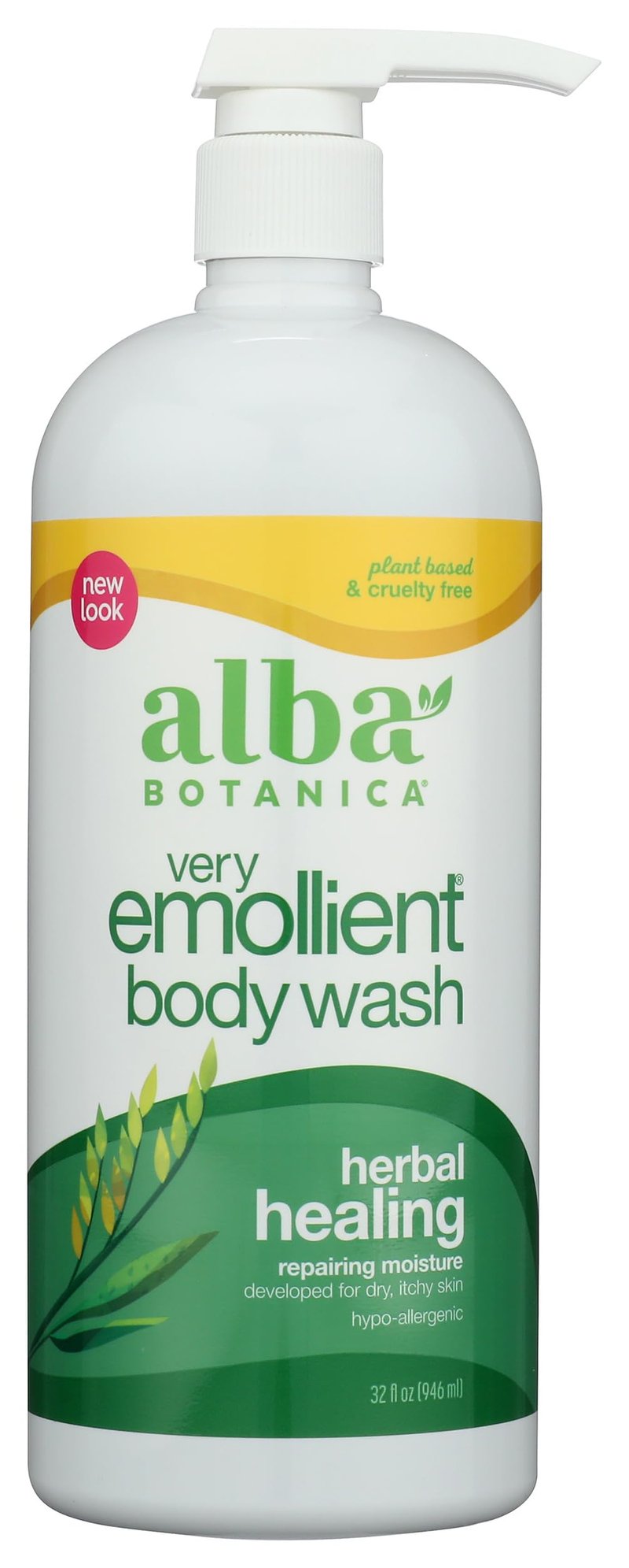Alba Botanica Very Emollient Bath and Shower Gel, Herbal Healing, 32 Ounce