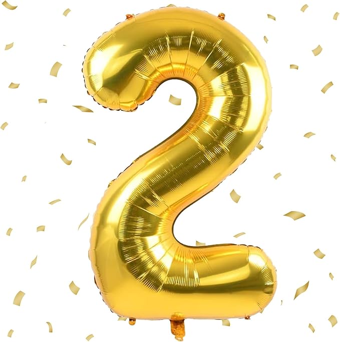 40 inch Gold Number Balloon Giant Foil Helium Balloons Gold Number 2 Balloon for 2nd Birthday Party Anniversary Decorations Supplies