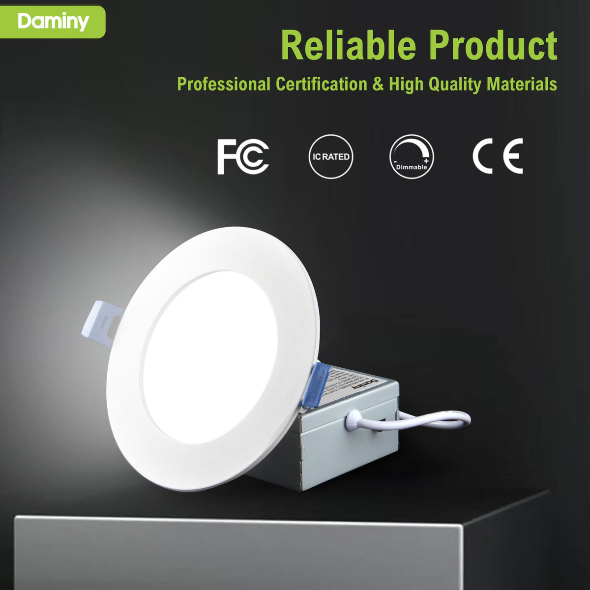DAMINY 12 Pack 6 Inch LED Recessed Lighting with Junction Box,5CCT,Ultra-Thin Recessed Light,10W 1100LM, Dimmable Canless Wafer Ceiling Light, High Brightness
