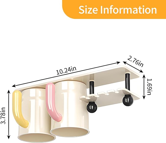 Inverted Magnetic Toothbrush Holder for Bathroom, Upside Down Toothbrush Cup Holder, with 2/3 Toothbrush Cups, No-Drill, Under-Cabinet Space-Saving, not Include Toothbrush (Two Cup)
