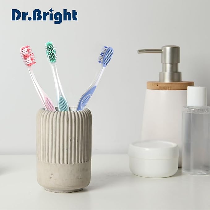 Adult Toothbrushes Medium 6 Pack | Medium Toothbrush for Adults with Tongue Scraper & Ergonomic Handle | Individual Packaging Travel Toothbrush BPA-Free, Assorted Colors