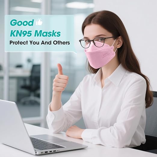 LEMENT KN95 Face Masks - 50 Pack Breathable Comfortable Disposable Masks For Adult, Filter Efficiency≥95%, Elastic Ear Loops, Pink