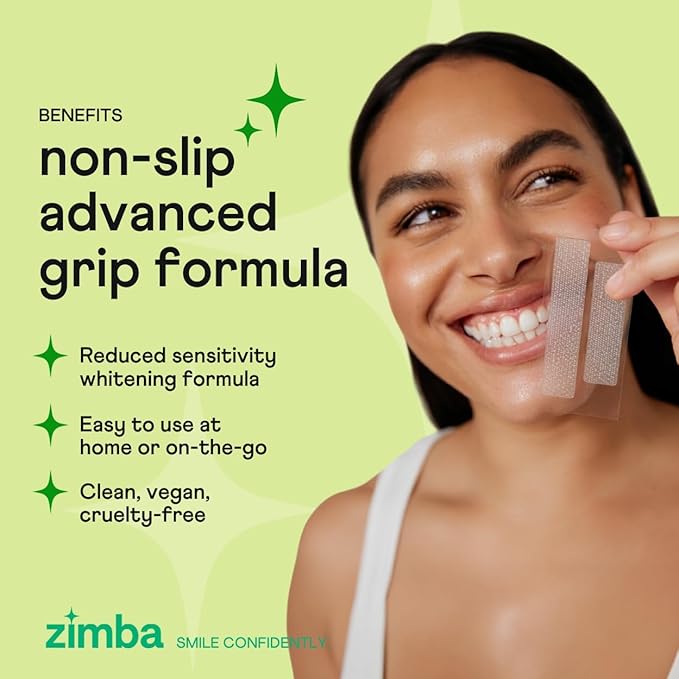 Zimba Teeth Whitening Strips 3-Pack Bundle (Mint, Spearmint, Peppermint) | Vegan Whitening Strip Enamel Safe Teeth Whitening Hydrogen Peroxide Teeth Whitener for Coffee, Wine, Tobacco, & Other Stains