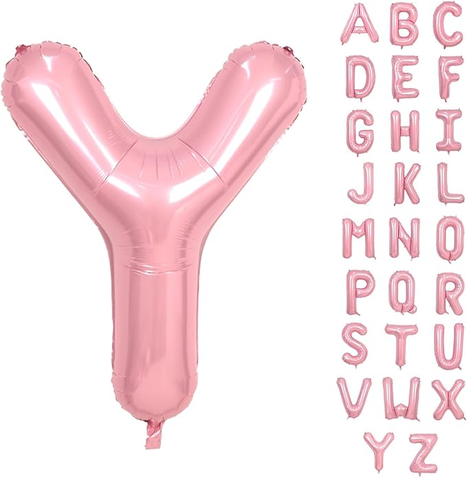 40 Inch Pink Letter Balloons, Giant Light Pink Letter Y Balloon, Single Alphabet Balloon, Pastel Pink Foil Mylar Name Letters Balloon for Girls Women Birthday Anniversary Graduation Party Decoration