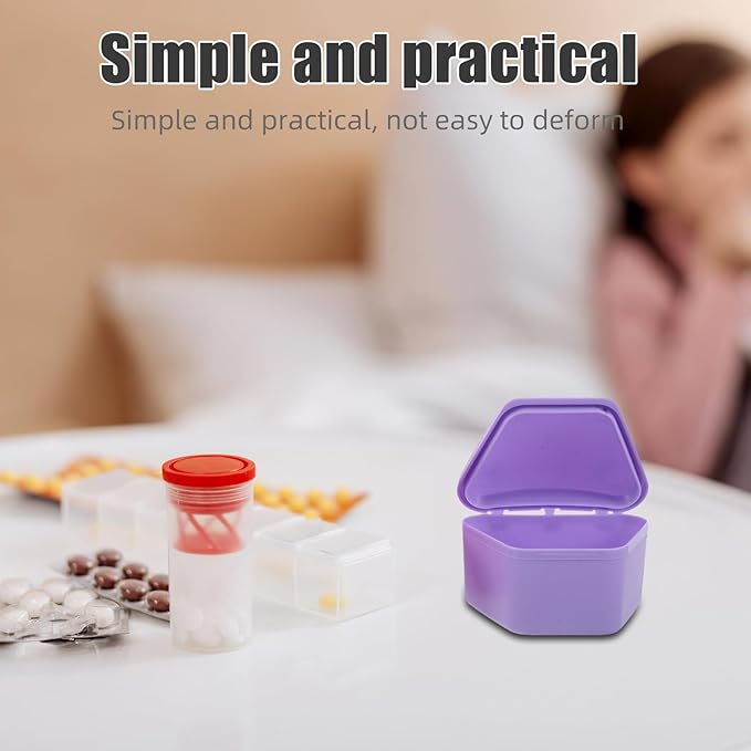 Generic 6pcs Retainer Travel Case: Portable Plastic Denture Container Storage Case - Leak-Proof Retainer Box For Home Outdoor Travel
