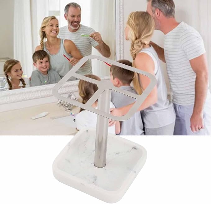 304 Stainless Steel Toothbrush Holder, Bathroom Toothpaste Storage Stand, Rustproof Metal Toothbrush Organizer Stand, 3 Slots Space Saving Toothpaste Organizer for Bathroom(Silver)