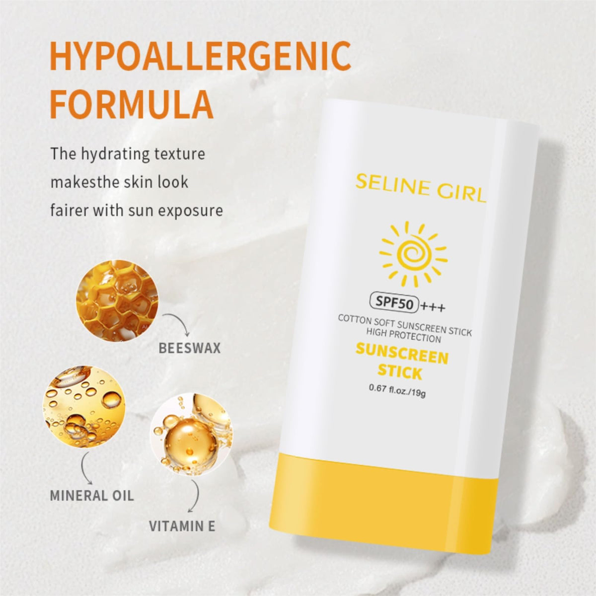 Eshioh Sunscreen SPF50+ PA+++, Sweat-Resistant, Fragrance-Free, No Whitening, Matte Finish, Portable, 19g #01