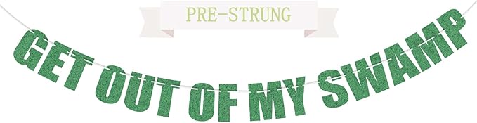 Pre-Strung Party Decorations Get Out of My Swamp Bunting Banner Green Glitter Birthday Funny Housewarming Party Decor