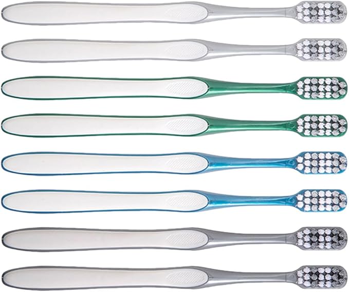 Homoyoyo Men’s Manual Toothbrushes 8pcs (2 Sets of 4) Hard Bristles Large Head Plastic Teeth Cleaning Tools Portable Household and Travel Use