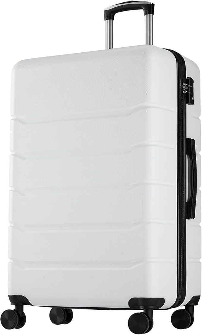 NEWBULIG 28 Inch Carry on Luggage, Lightweight Expandable Rolling Suit Case with TSA Lock, Hard Shell ABS Suitcase with Double Spinner Wheels, White