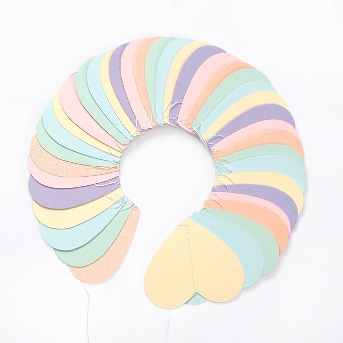 Pastel Rainbow Birthday Party-Decorations Streamers - 52FT Yellow Blue Mint Pink Purple Hanging Heart Garland Banner,Valentines Baby Bridal Shower Bachelorette Engagement Backdrop Decor Hugtmr