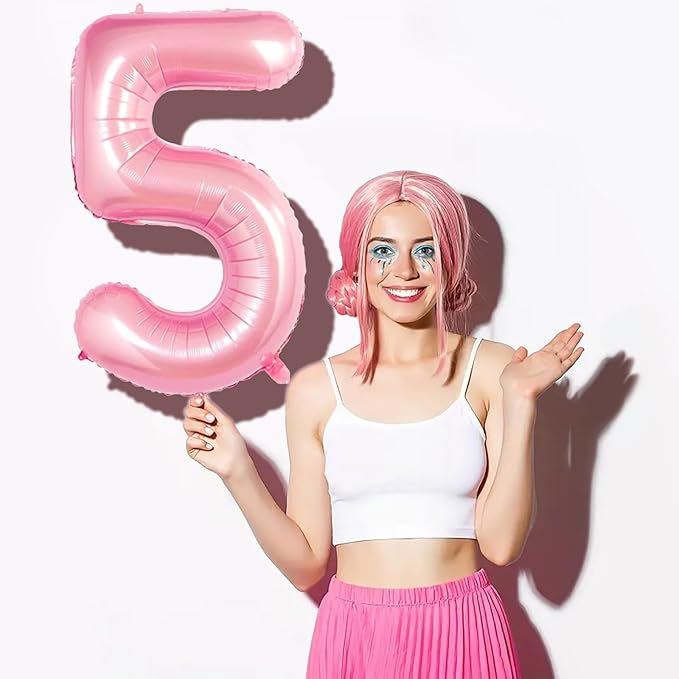 Number Balloons Pink Party Balloon - Giant Number 5 Balloon, 40 Inch Large Balloon, Birthday Decorations for Women, Birthday Balloon for Anniversary Baby Shower Princess Party Decorations