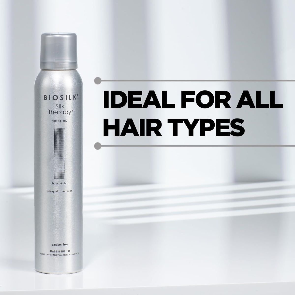 BioSilk Silk Therapy Shine On, Hairspray For Controlling Frizz & Providing Brilliant Shine, Sulfate, Paraben, & Cruelty-Free, 5.3 Oz