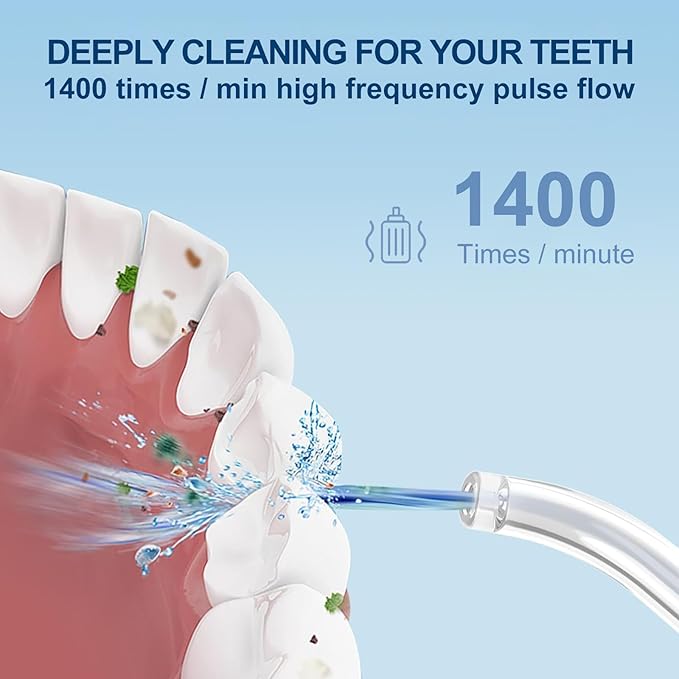 Dental Flosser with 5 Modes, Cordless Travel Dental Flosser, Rechargable, Long Lasting Battery, 300ml Water Tank, Travel Friendly. FDA Accepted.