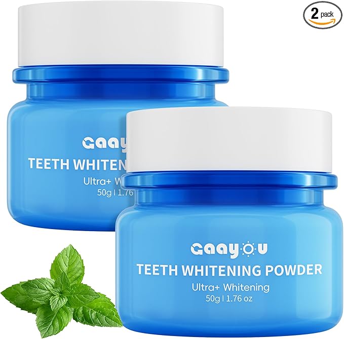 Teeth Whitening Powder 2PCS Tooth Powder Instant Tooth Whitening Mint Flavor Teeth Whitener Toothpaste Powders for Tooth Stain Removal 100g/3.53oz