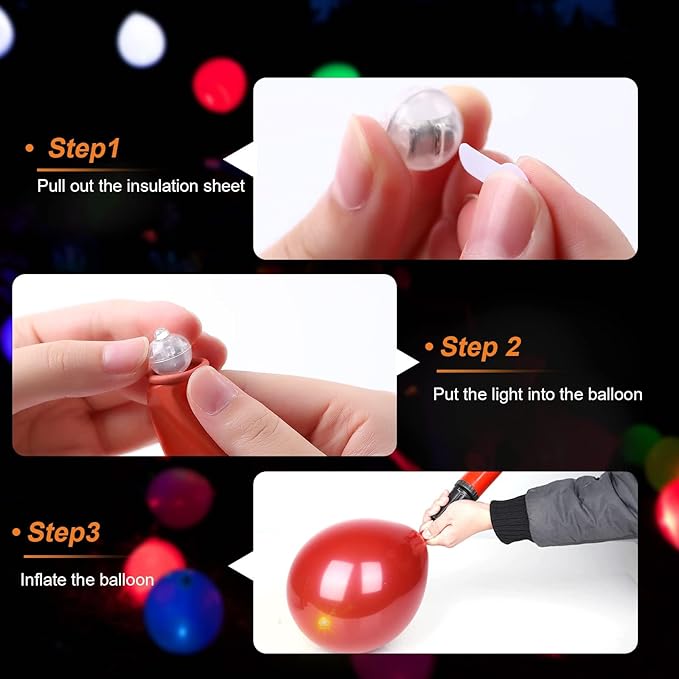 200pcs Warm White Balloon Lights, Round LED Mini Lights for Paper Lantern Balloon Birthday Party Event Indoor Outdoor Wedding Decoration Halloween Christmas Supplies