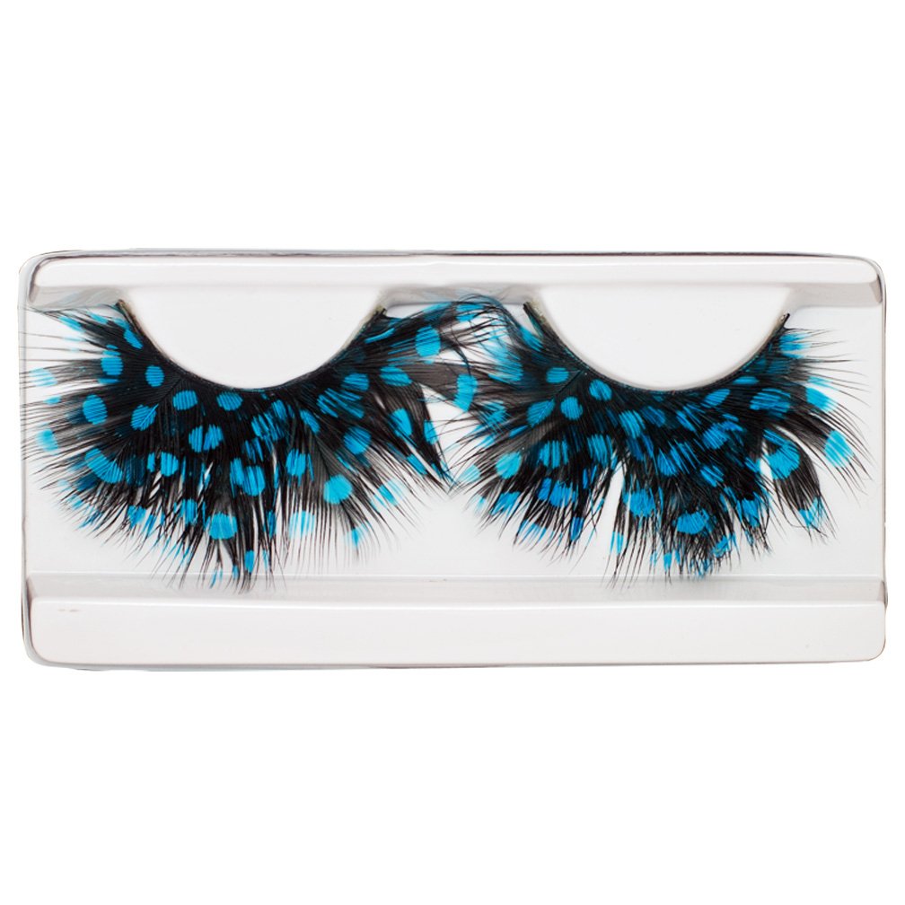 EMILYSTORES Blue Spots Black Faux-Feather Eyelashes For Beetlejuice Costume Halloween Lashes 1 Pair
