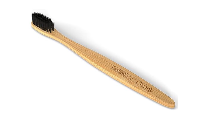 Clearly Bamboo Toothbrush Set | Extra Soft Charcoal Infused Bristles, Eco Biodegradable Wood, BPA Free Vegan Nylon | Great for Teeth Whitening, Sensitive Gums, Adults, Kids (Family Pack of 4)