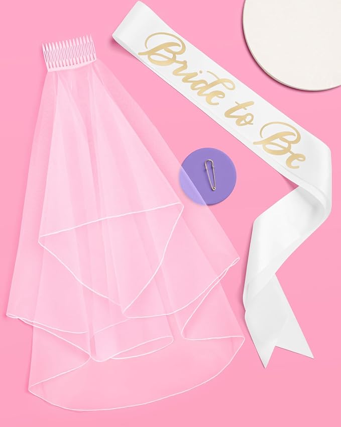 xo, Fetti Bachelorette Party Sash + Veil - Bride To Be | Bachelorette Party Decorations Kit - Sash for Bride | Bridal Shower Gift Supplies