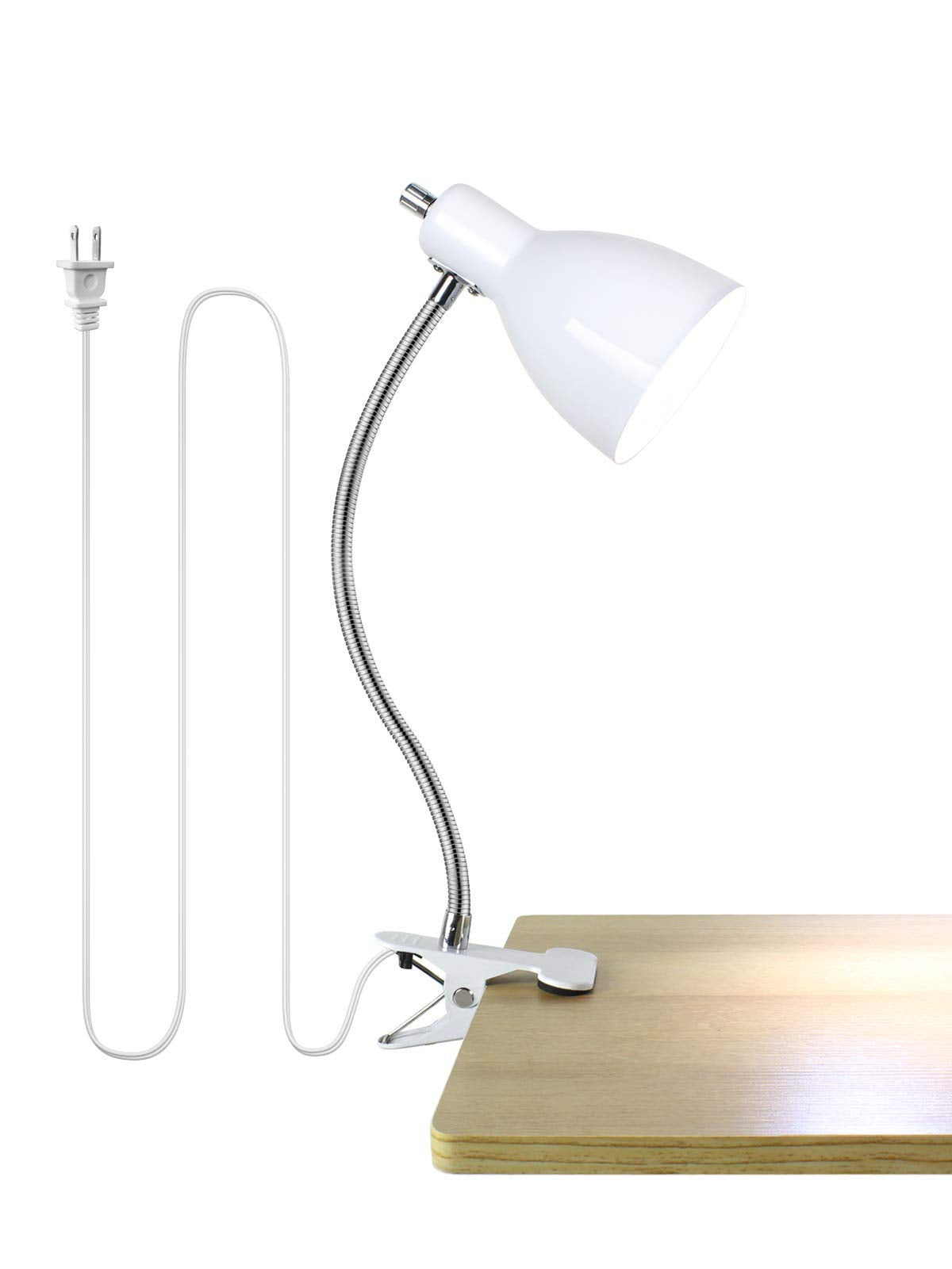 Desk lamp Eye-Caring Table Lamps, 360°Rotation Gooseneck Clip on Lamp Reading Light Portable Reading Book Light Clamp Study Desk Lamps for Bedroom and Office Home Lighting (White)