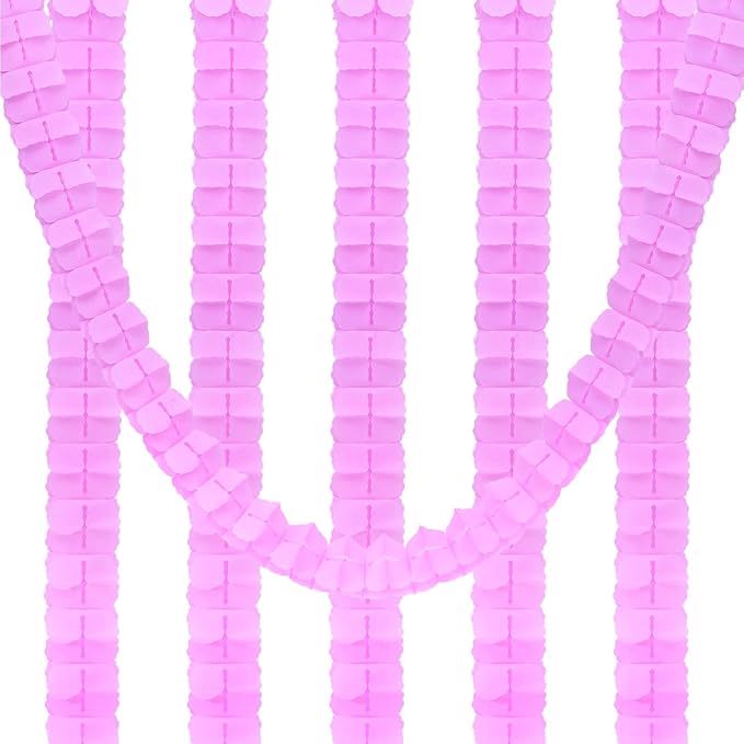 PATIKIL 9.8ft Four-Leaf Garland, 6 Pack Tissue Paper Hanging Flower Garland Reusable Streamers for Party Wedding Backdrop Decorations, Pink