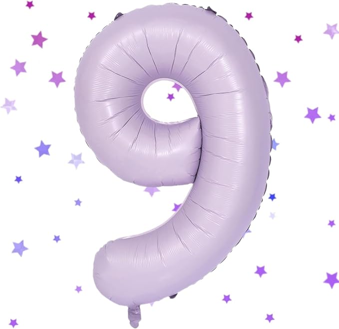 40 Inch Purple Number Balloons Light Purple 9 Balloon Matte purple Birthday Balloons 0-9 Birthday Wedding Party digital Decorations (Number 9)