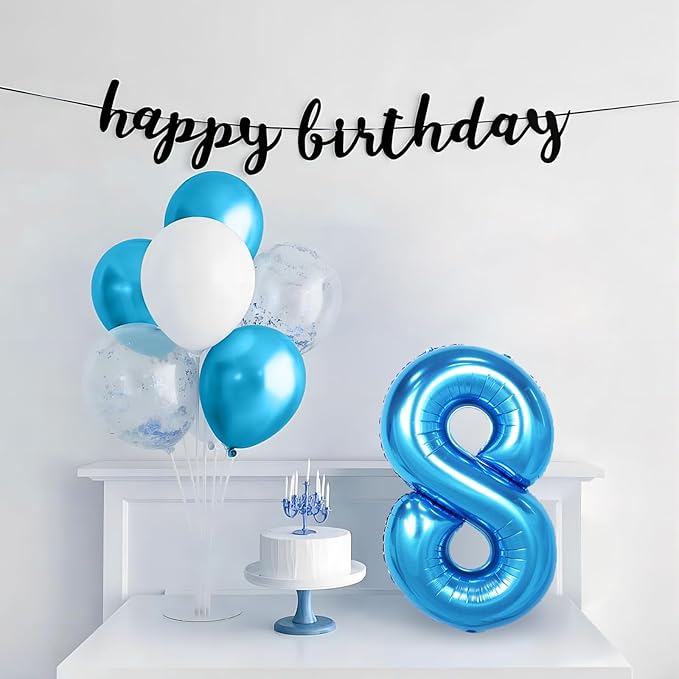 40 Inch Blue Number Balloons, Helium Mylar Foil Number Balloons for Birthdays, Number 8 Balloon for Party Wedding Bachelorette Birthday Bridal Shower Graduation Anniversary Celebration Party