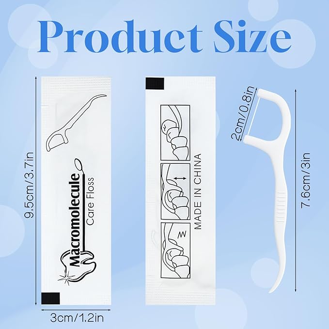 Individually Wrapped Dental Floss Picks Bulk Disposable Flossing Sticks Teeth Cleaning and Oral Care Travel Size Dental Tooth Floss Pack for Hotels, Weddings, Guests & Business Single Use (100 Pack)