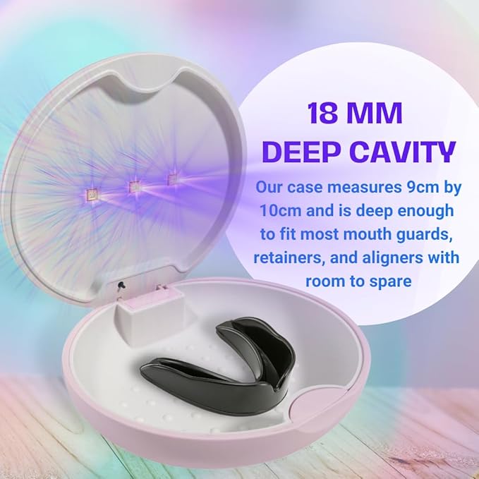UVC Retainer Case, TARE Case, Compatible with Invisalign, Mouth Guard Case, Dental Braces Case, Slim UVC Case, Battery Powered, Aligner (Light Pink), UVC Mouth Guard Case,
