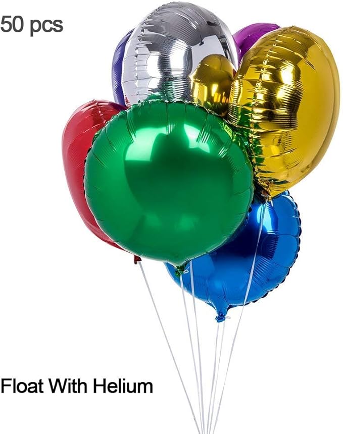 50pcs/lot Round Shape Foil Mylar Helium Balloon 18" Balloon Birthday Party Decoration Foil Balloons