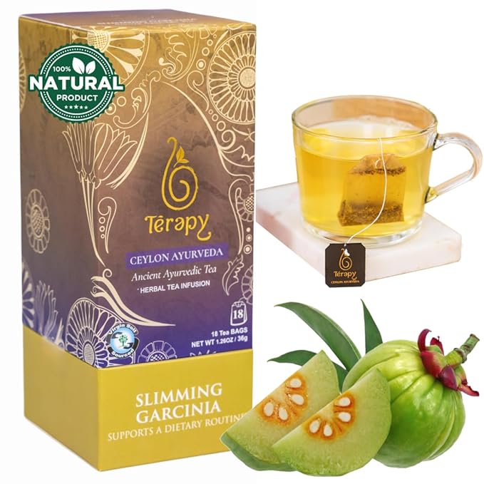 Térapy Ceylon All Day Slimming Tea | All Natural Herbal Ingredients featuring Garcinia Cambogia | Organic Herbal Slimming Tea Bags | Eco-friendly Individually Wrapped Tea Bags - 18 Count