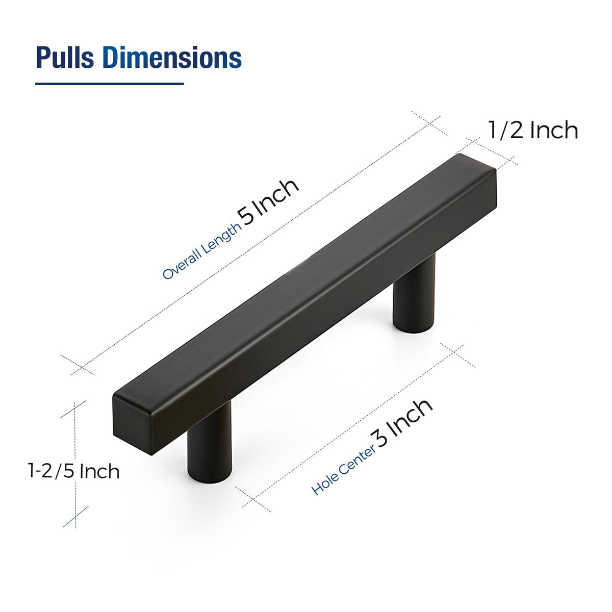 JOY DECOR Matte Black Pulls Cabinet Square Handles 3 Inch 30 Pack