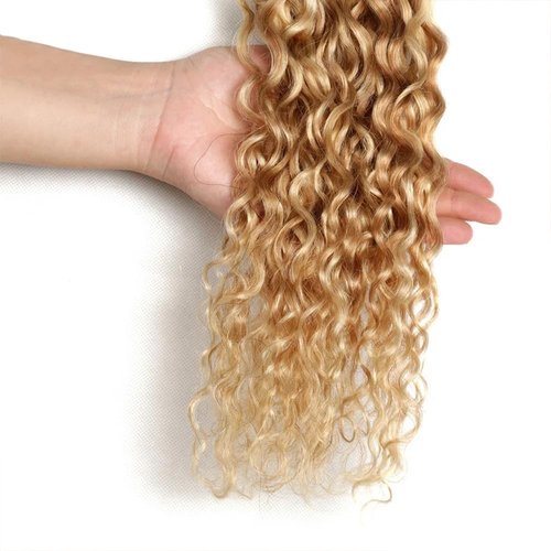 Giginger P27/613 Blonde Jerry Curly Human Hair Bundles 16 18 20 Inch Highlight Honey Blonde Jerry Curly Bundles 100% Unprocessed Raw Quick Weave Hair for Black Women