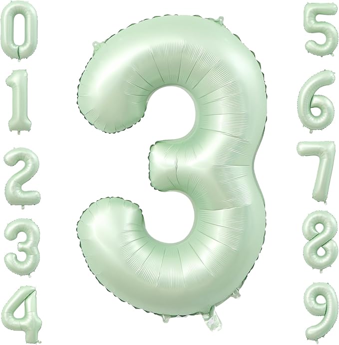 40 Inch Olive Green Large Number Balloons 0-9, Number 3 Balloons Foil Mylar Big Number Balloons, Helium Number Balloons Decorations For Birthday, Anniversary Events, Wedding Party