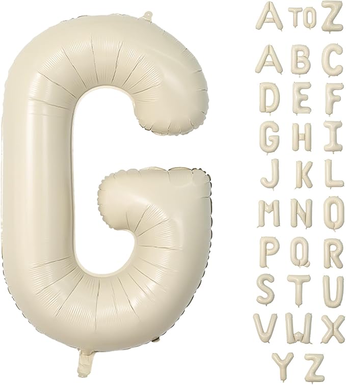 Biapian 40 Inch Giant Cream G Foil Balloon - Big Single Alphabet A-Z Balloons for Birthday, Baby Shower, Wedding, Anniversary Party Decoration