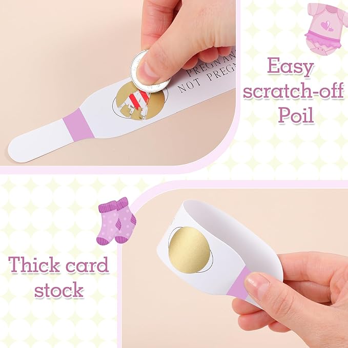 40 Pcs Pink Scratch off Pregnancy Test Kit Baby Shower Games Baby Shower Games Baby Shower Scratch off Game for Girl