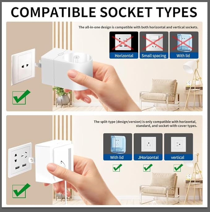 2 in 1 Wall Charger for Philips Sonicare Electric Toothbrush, Electric Toothbrush Wall Charger Base for Philips Sonicare HX6100/ HX3000/ HX6000/ HX8000/ HX9000 Series (White)