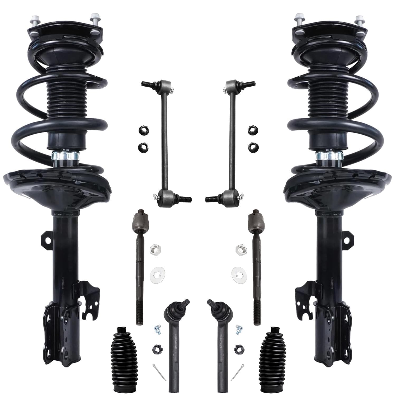 Detroit Axle - 10pc Front End Suspension Kit for 04-07 Toyota Highlander Lexus RX330, 07-09 RX350, 2 Complete Struts w/Coil Spri