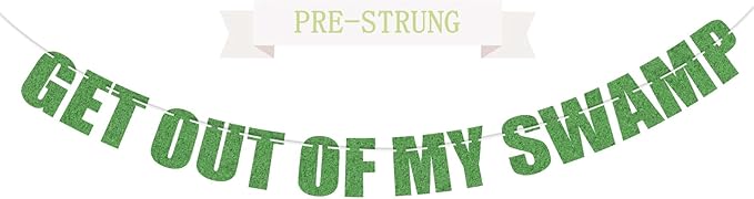 Pre-Strung Party Decorations Get Out of My Swamp Bunting Banner Green Glitter Birthday Funny Housewarming Party Decor