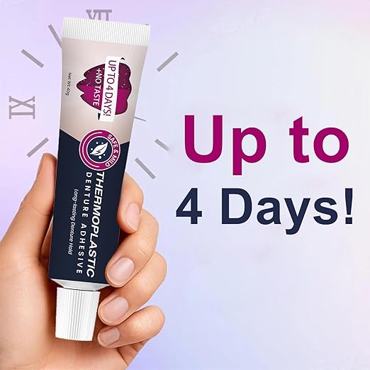 2Pcs Thermoplastic Denture Adhesive, Refits and Tightens Loose Upper and Lower Dentures and Partials, Comfortable, Secure Denture Grip for Up to 4 Days