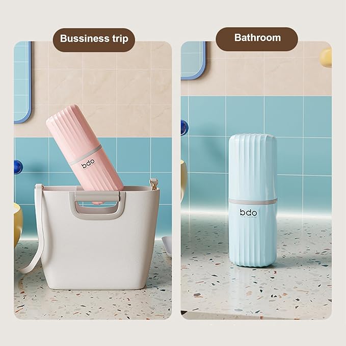 Toothbrush Travel Case Portable Toothbrush Holders with Cover Leakproof Toothbrush & Toothpaste Holder for Traveling School Camping Business Trip Bathroom