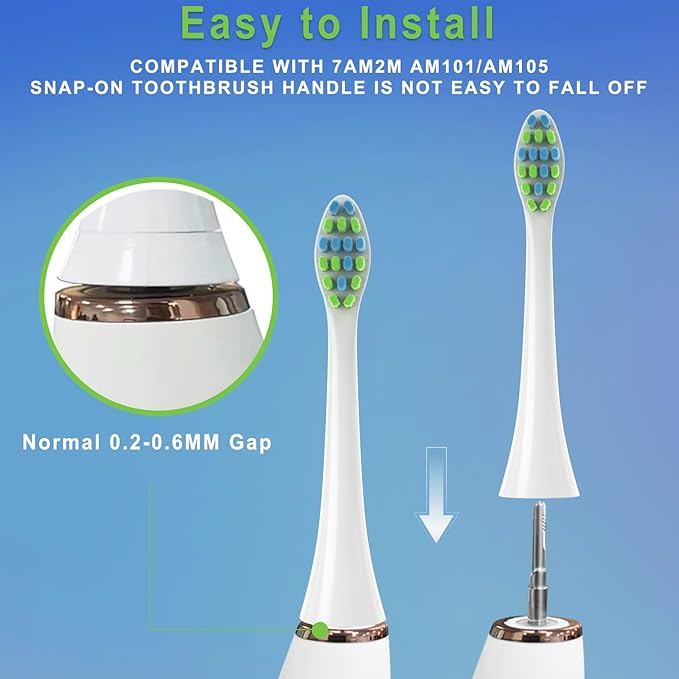 YMPBO 10 Pack Toothbrush Replacement Heads Compatible with 7AM2M AM100/AM105/AM110 Electric Toothbrush, Soft Brush Bristles, White