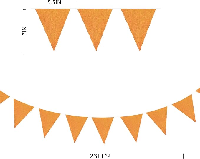 46Ft Orange Party Decorations Orange Burlap Banner Triangle Pennant Flag Linen Garland Streamers for Vintage Little Cutie Birthday Rustic Groovy Baby Shower Fall Graduation Party Decorations