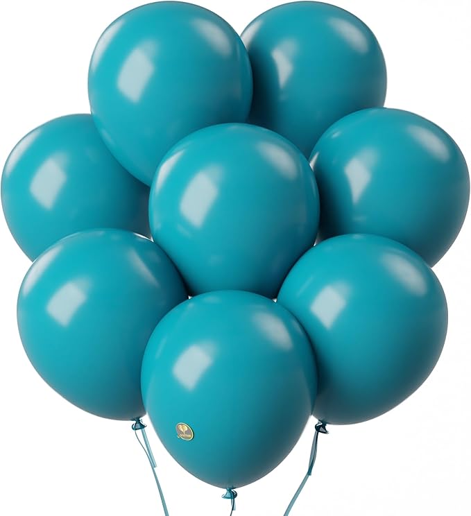 AFTERLOON® Biodegradable Balloons Aqua 12 Inch 100 Pack, Matte Color Thickened Extra Strong Latex Helium Float, for Baby Shower Gender Reveal Garland Arch Wedding Kids Birthday Party Decorations