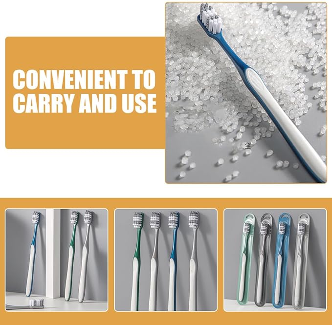 Hard Plastic Men Toothbrushes 8Pcs Set with Large Head for Tooth Cleaning and Travel Portable Oral Care