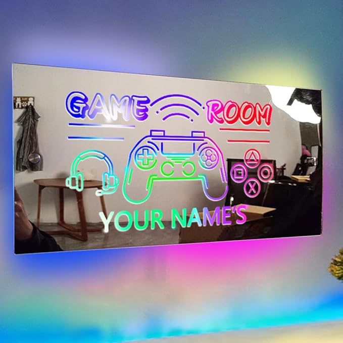 Personalized LED Name Mirror Light - Custom Multi-Color Lighting Sign for Salon, Barber Shop, Bedroom, Bar - Wall Decor