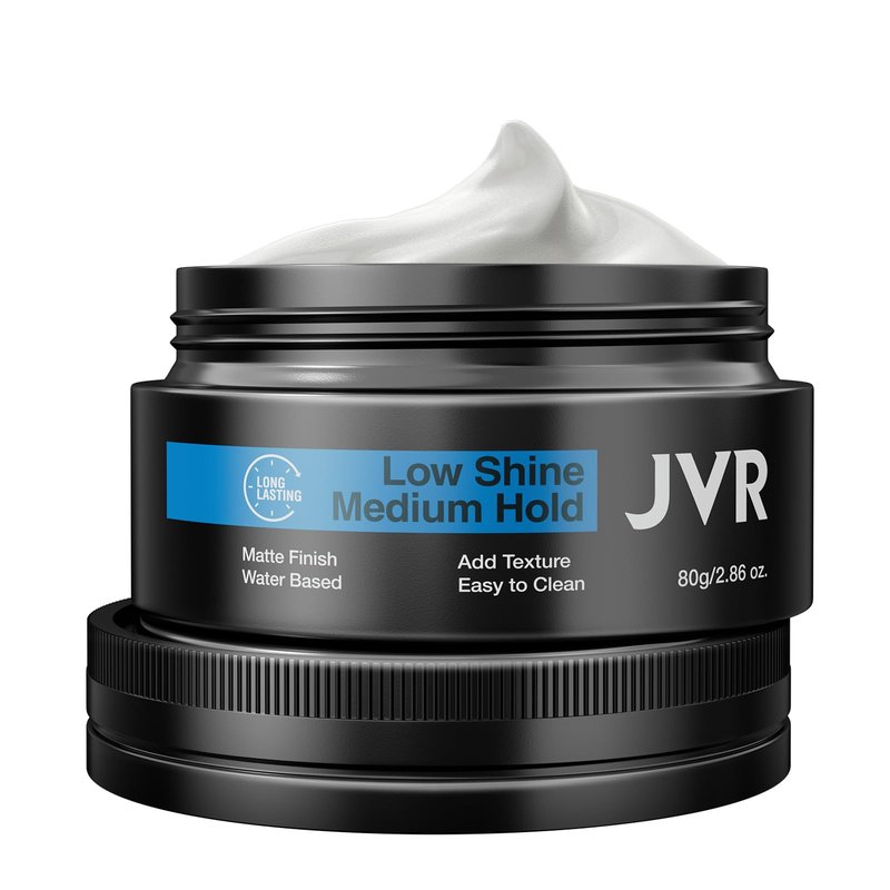 JVR Hair Clay for Men and Women, Medium Hold Matte Finish Hair Clay, Texturizing Clay Hair Product Men with Natural and Organic Ingredients, Easy To Wash Out, For All Hairstyles Cream (2.86 oz)
