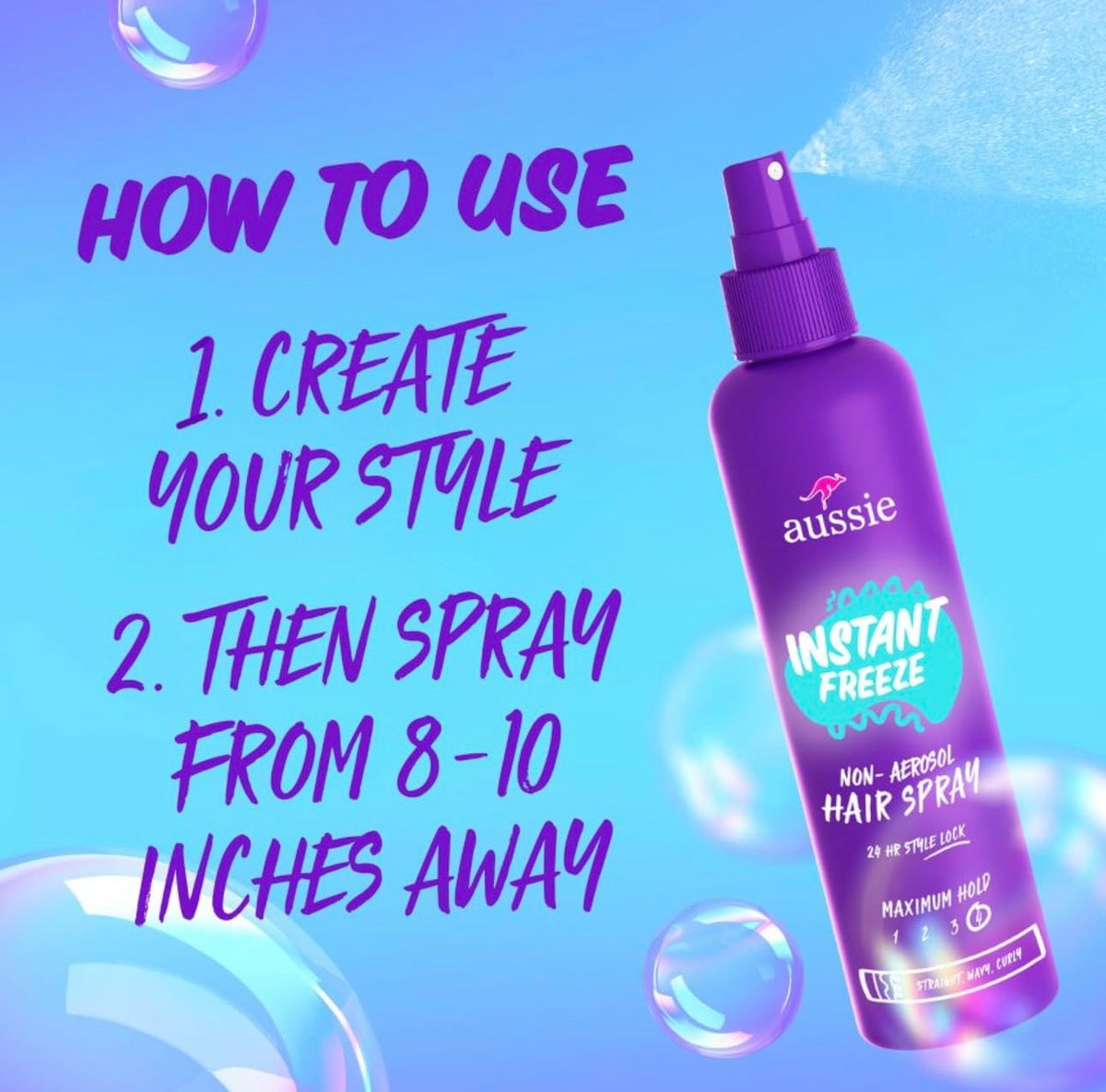 Aussie Instant Freeze Non-Aerosol Hairspray 8.5 Oz (Pack of 3)