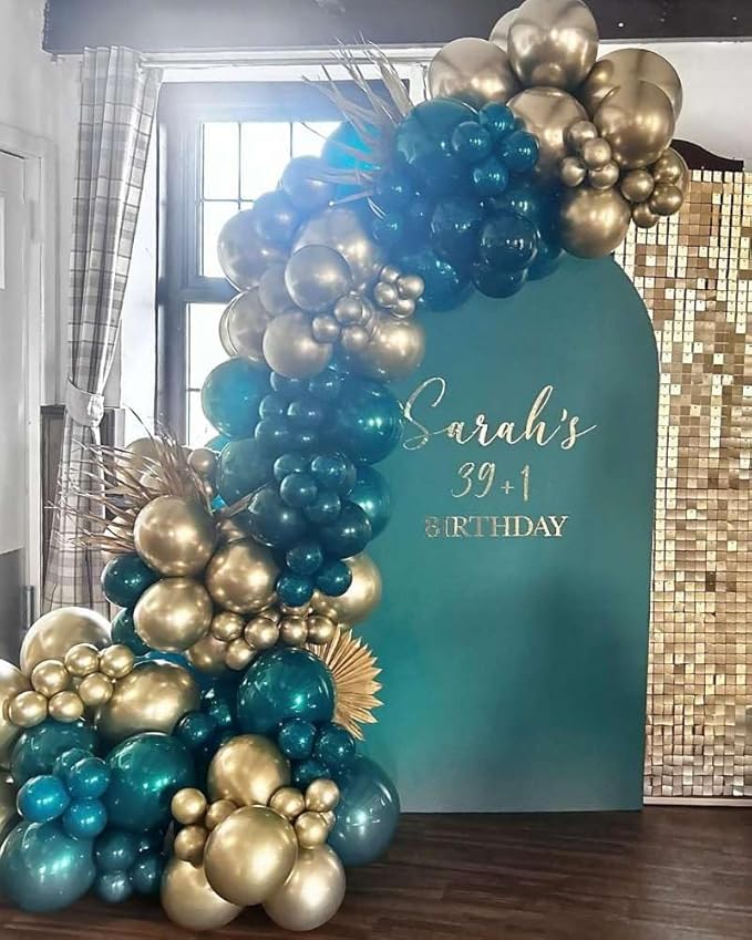 Green and Gold Balloons Garland Arch Kit with Stars 200Pcs -5 10 12 18 22 inch Balloon and Confetti Balloons for Birthday Anniversary Forest Hunter Dark Emerald Green Jungle Party Decorations
