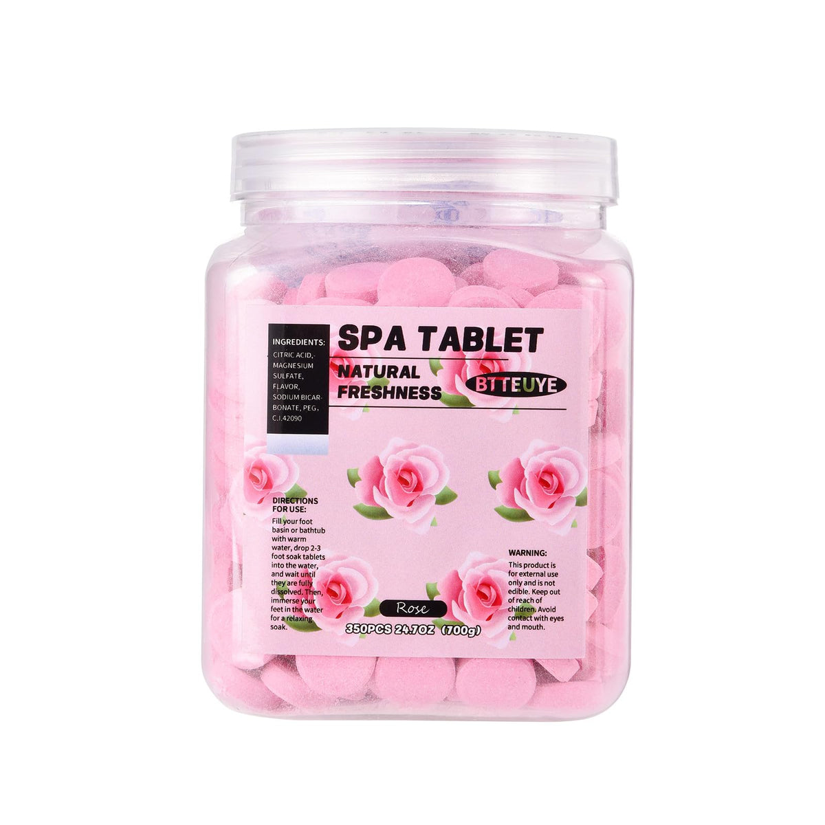 BTTEUYE Spa Foot Bath Pedicure Tablets ,Pedicure Foot Spa Supplies,Natural & Refreshing, Relieve Fatigue, Quickly Dissolve & Remove Dead Skin, Rose Fragrance, 350-Count
